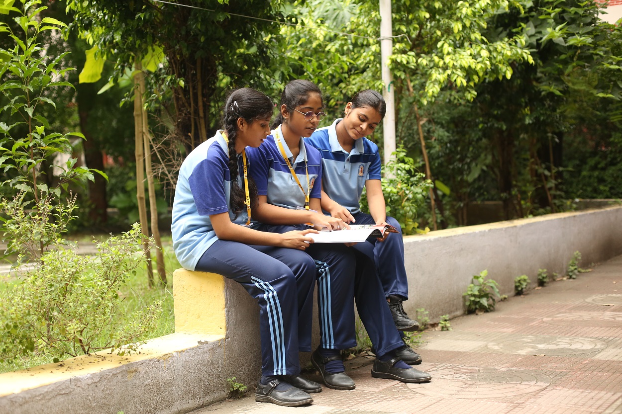Students studying on campus